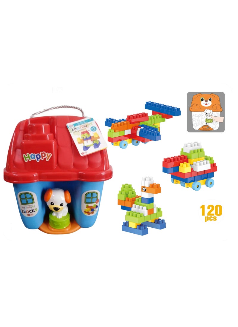 Educational 120 Pieces Building Blocks Pet Themed Bucket