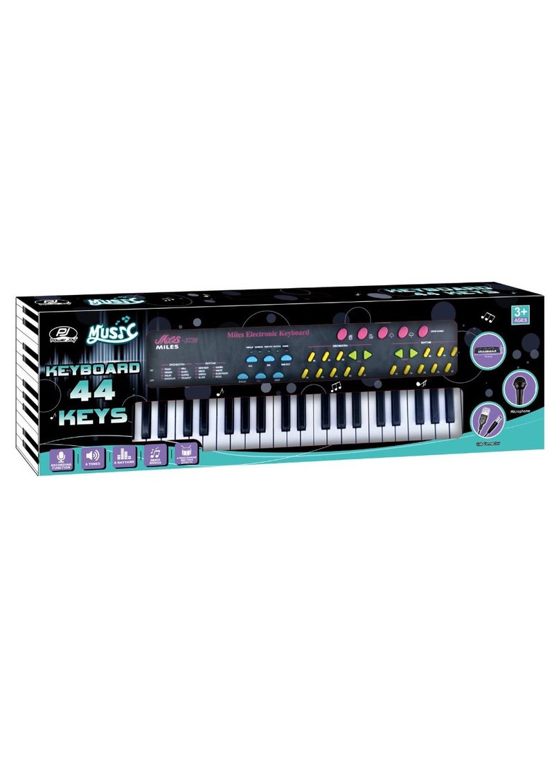 Power Joy Music Keyboard 44-Keys With Microphone and Recording, Battery Operated | Piano | Multifunctional Keyaboard | Electronic Keyboard | Develops Music Skills | Gift for Kids and Beginners
