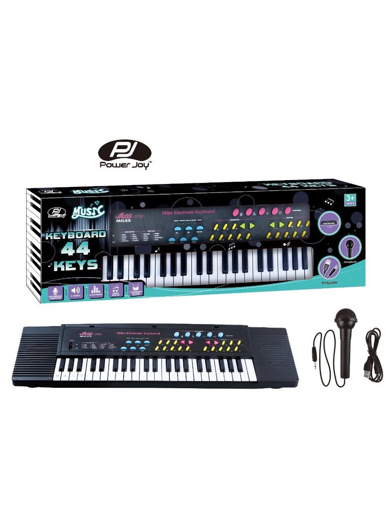 Power Joy Music Keyboard 44-Keys With Microphone and Recording, Battery Operated | Piano | Multifunctional Keyaboard | Electronic Keyboard | Develops Music Skills | Gift for Kids and Beginners
