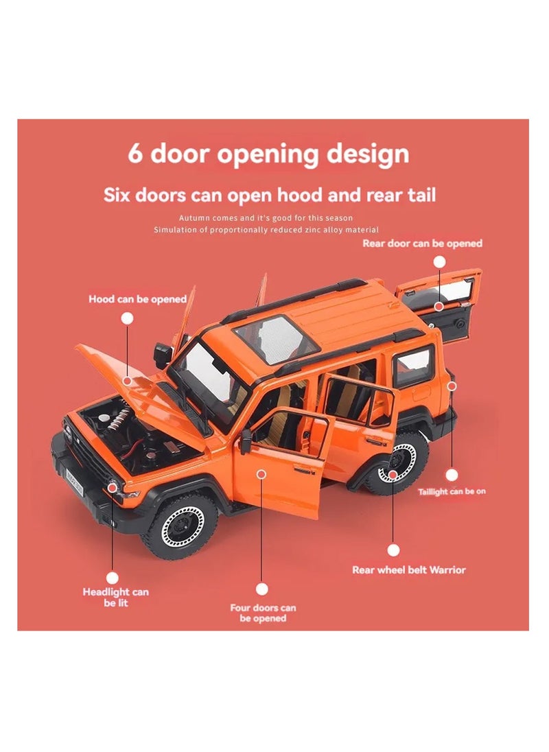 1:24 Scale Die-Cast SUV Model with Lights, Sounds, and Pull-Back Action – Opening Doors & Hood