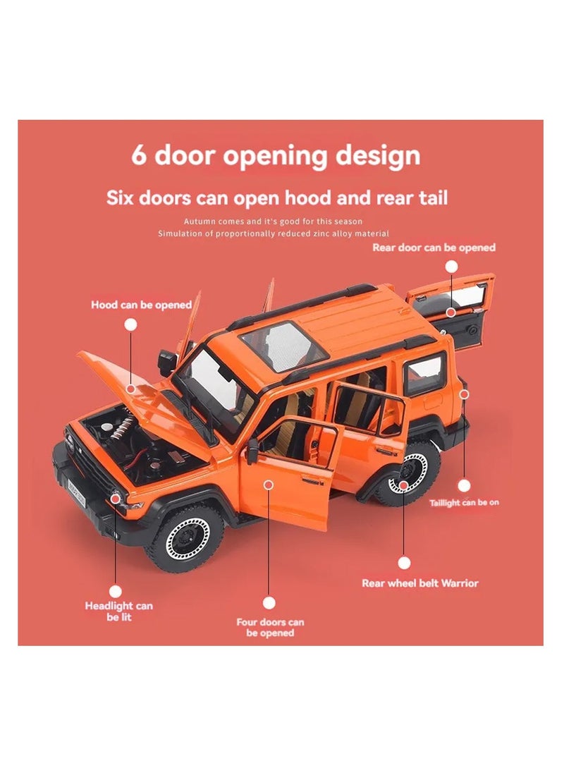 1:24 Scale Die-Cast SUV Model with Lights, Sounds, and Pull-Back Action – Opening Doors & Hood