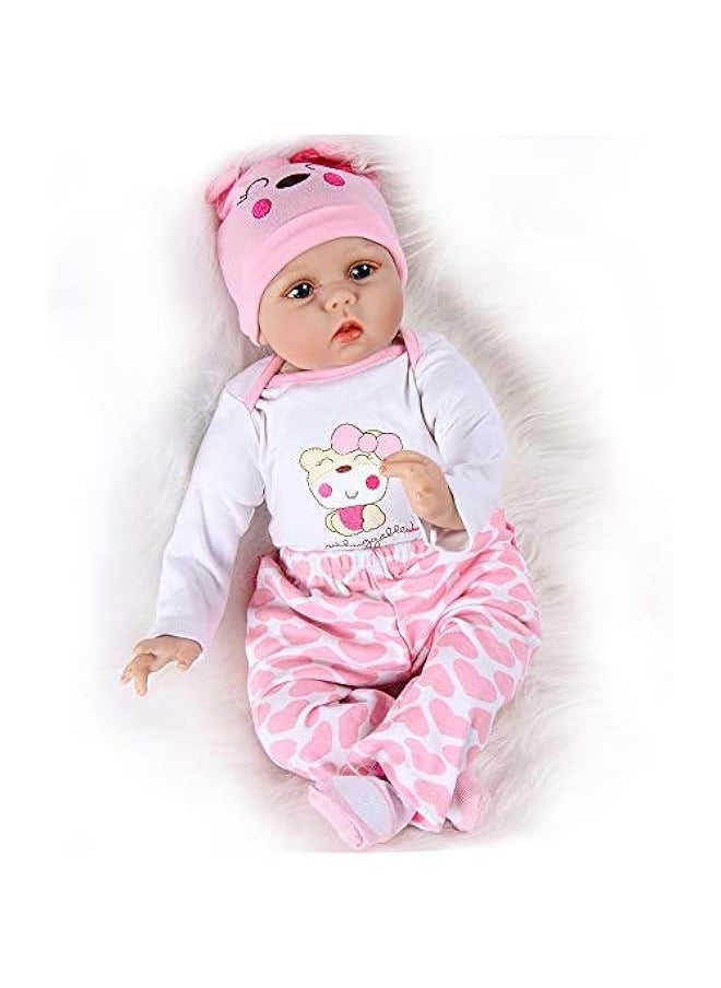 Reborn Baby Dolls Clothes Accessories Pink Outfit for 17-23 Inch Reborn Newborn Baby Girl Boy Clothing Set 【Super Cute Bear 4pcs Set 】