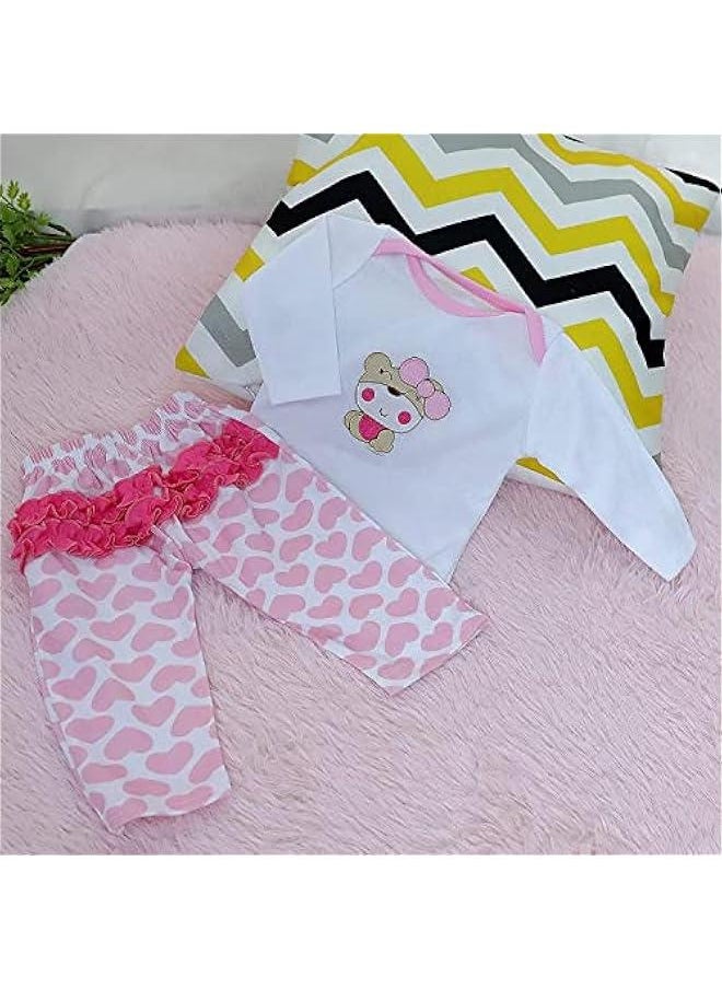 Reborn Baby Dolls Clothes Accessories Pink Outfit for 17-23 Inch Reborn Newborn Baby Girl Boy Clothing Set 【Super Cute Bear 4pcs Set 】