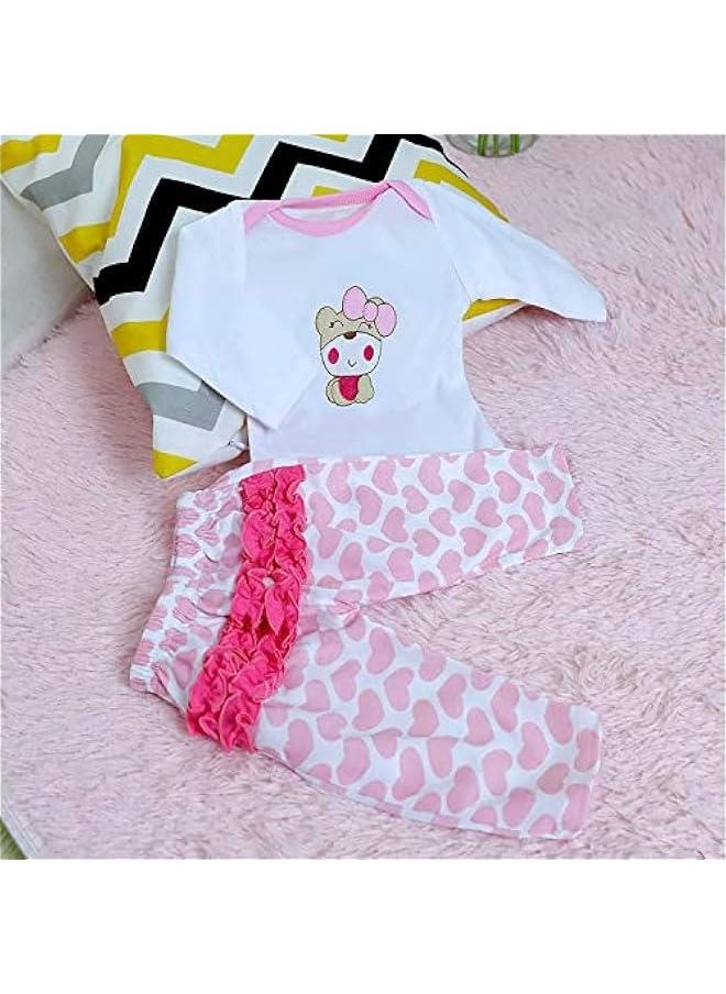 Reborn Baby Dolls Clothes Accessories Pink Outfit for 17-23 Inch Reborn Newborn Baby Girl Boy Clothing Set 【Super Cute Bear 4pcs Set 】