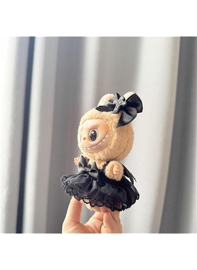 Labubu Clothes for Dolls（NO Dolls） - Strap Skirt with Hair Decorations, Premium Labubu Outfit for 17cm Dolls, Collector's Labubu Doll Clothing (Style C)