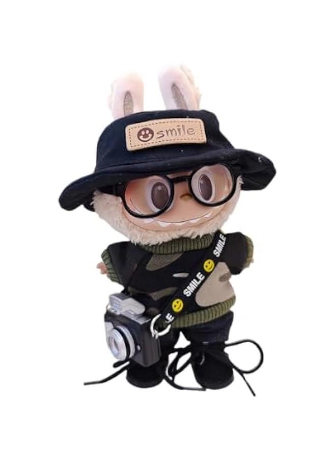 Labubu Clothes, labubu Outfit, Labubu Keychain Accessories, Cool Camouflage Clothing Overalls Set 6 Pieces for 17cm Labubu, Hats Clothes for Labubu(No Doll)