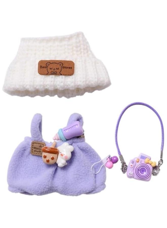 17cm Doll Clothes Suitable for 17cm labubu Dolls Accessories Sitting 1hat+1romper+1Camera Backpack no Doll