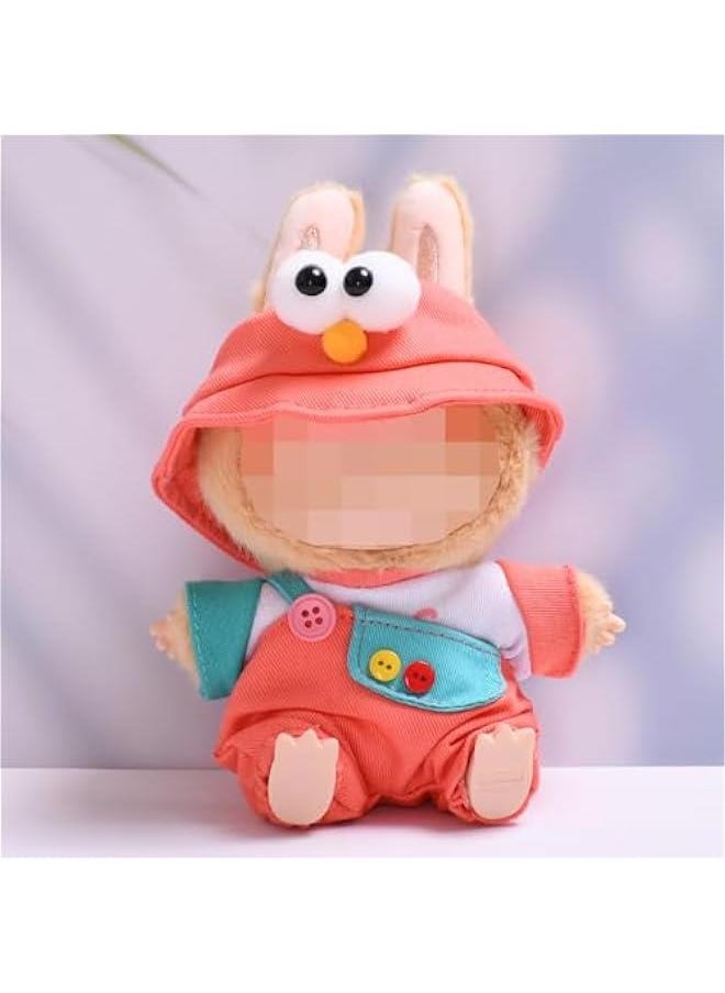 Clothes for Labubu Doll, Cute Hat & Outfit Set for Labubu 17cm Dolls, Adorable Dress-Up Accessories for Labubu Doll (Red Bird)