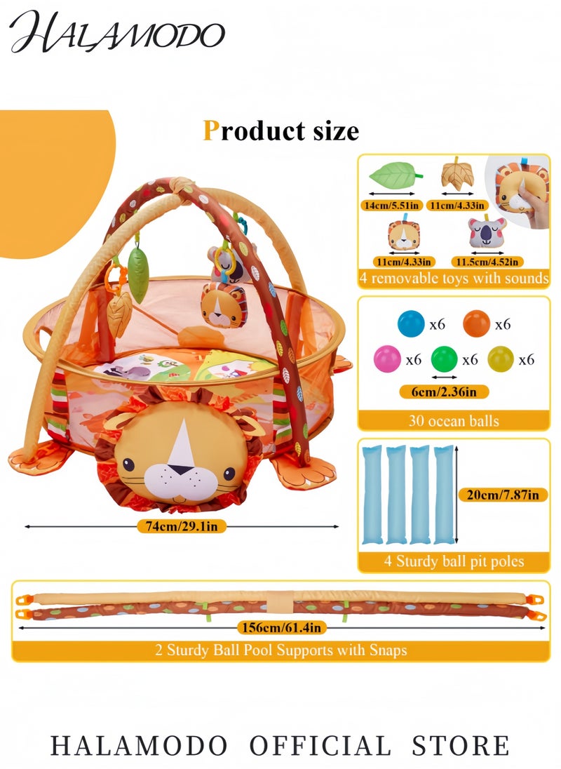 3-in-1 Portable Foldable Baby Play Mat and 30 Balls Activity Gym and Ball Pit with Tummy Time Mat Sensory Toys for Toddlers 0-36 Months