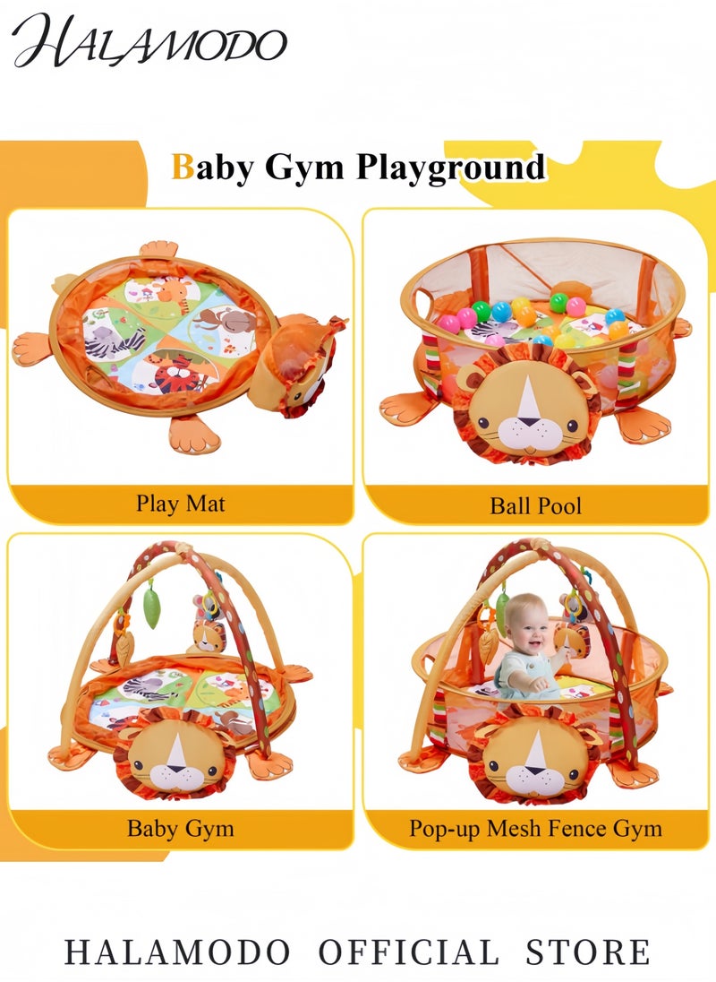 3-in-1 Portable Foldable Baby Play Mat and 30 Balls Activity Gym and Ball Pit with Tummy Time Mat Sensory Toys for Toddlers 0-36 Months