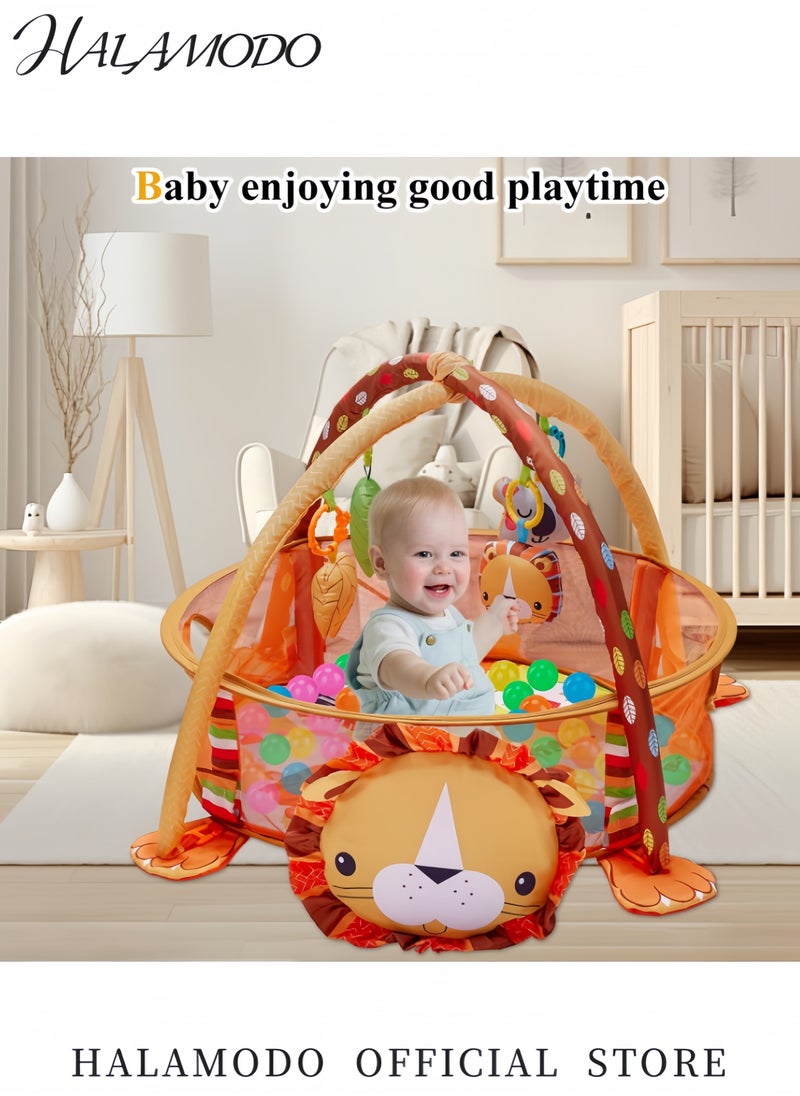 3-in-1 Portable Foldable Baby Play Mat and 30 Balls Activity Gym and Ball Pit with Tummy Time Mat Sensory Toys for Toddlers 0-36 Months