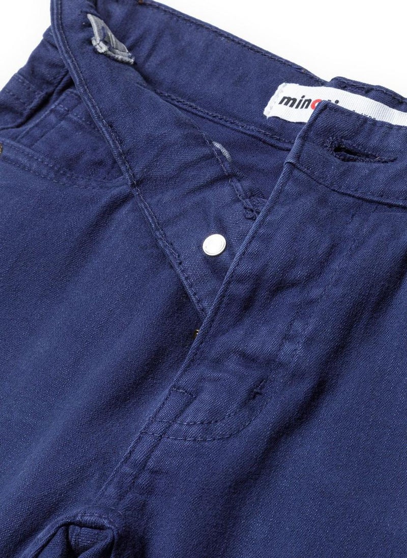 Teen Twill Trousers with Turned-Up Cuffs and Belt Loops