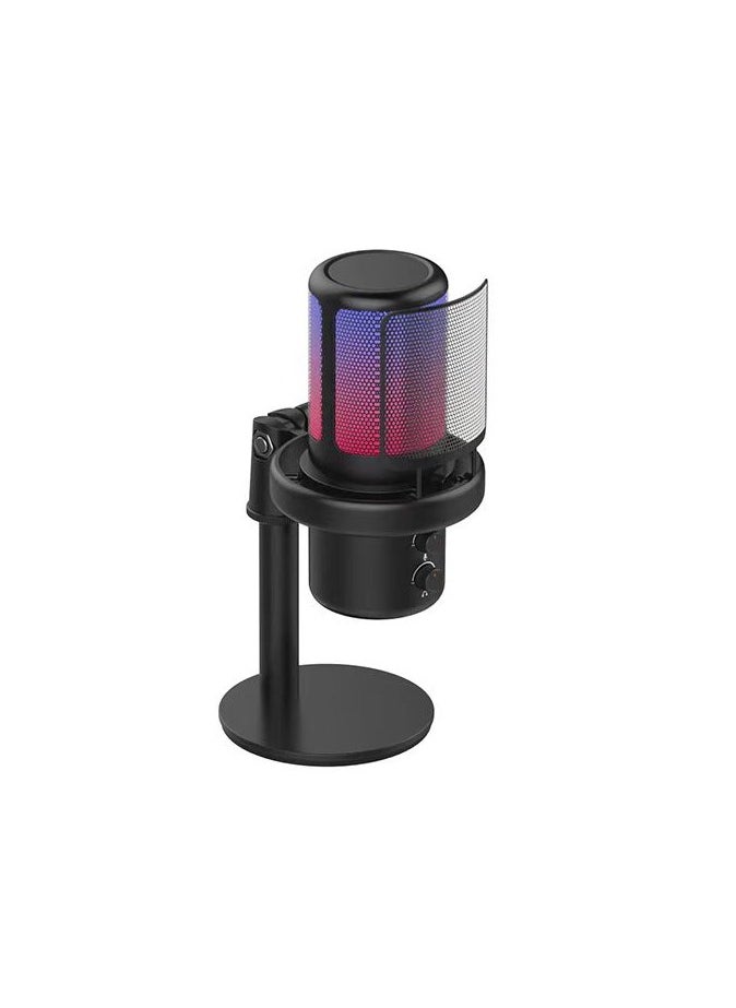 Game microphone with RGB lighting, USB capacitor microphone, Bluetooth link microphone USB PC, Mac/PS4/PS5 PC desktop microphone for gaming, streaming, recording