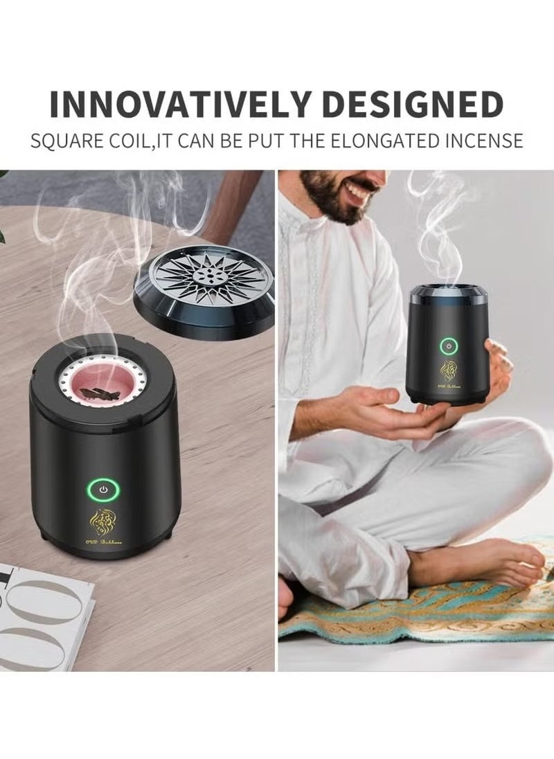 Car Bakhoor with Quran Speaker – Portable Arabian Electronic Aromatherapy Incense Burner, Rechargeable USB-C, Remote & App Control, Mini Aroma Diffuser and Quran Speaker SQ-500