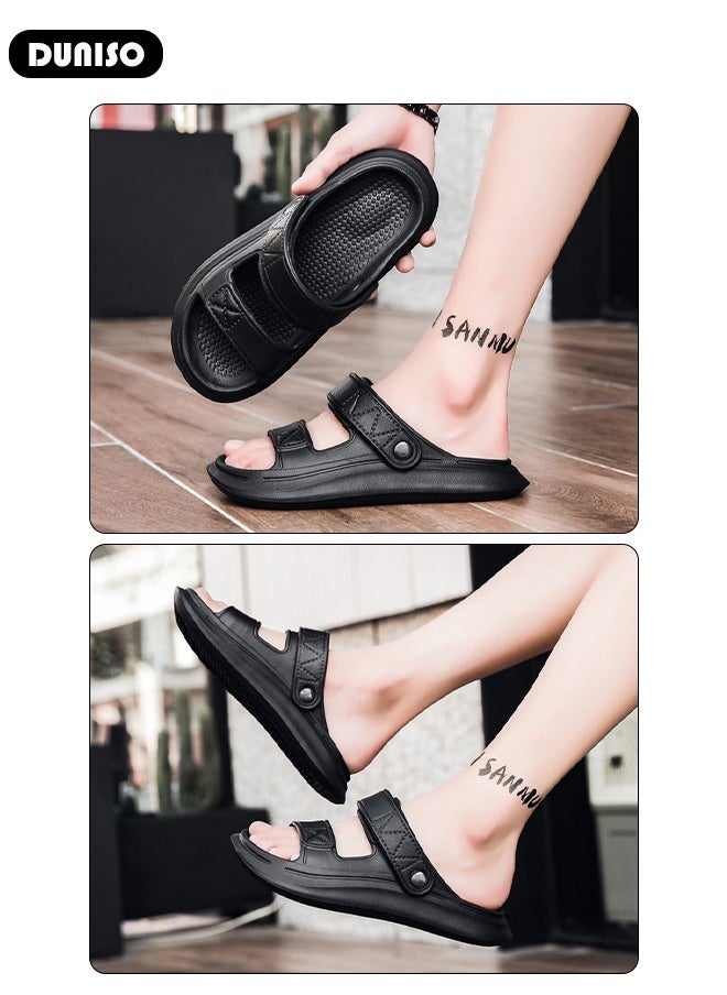 Slides Sandal for Unisex with Thick Bottom, Adjustable Beach Sandal Platform Sandals Comfort Lightweight Ultra Cushion EVA Slippers,Outdoor Non-Slip Casual Beach Sandals(42-43)