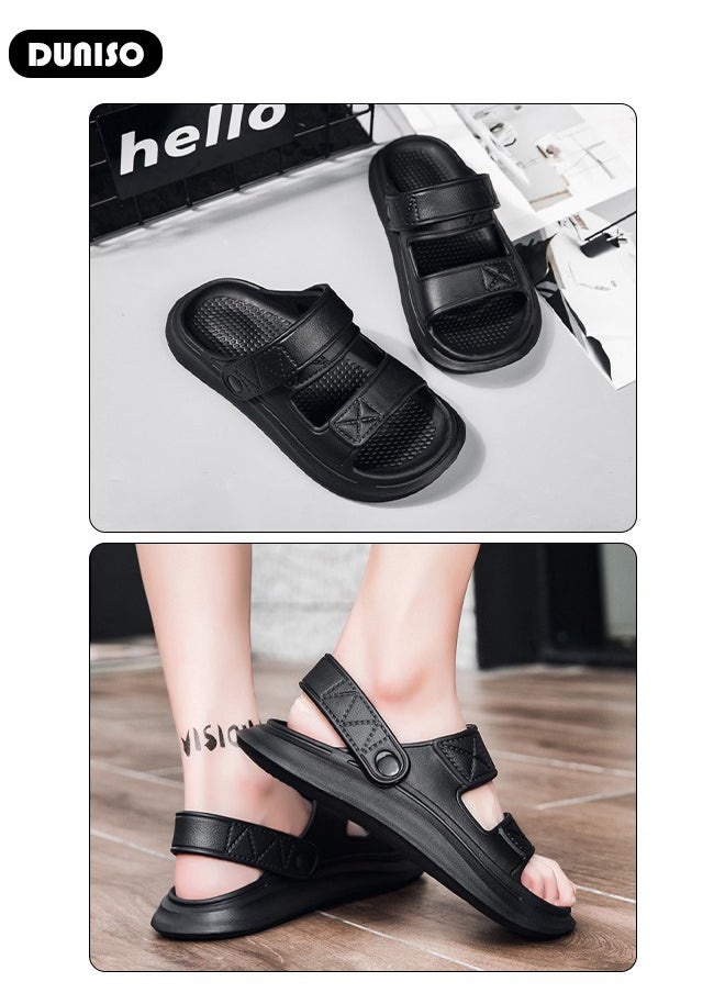 Slides Sandal for Unisex with Thick Bottom, Adjustable Beach Sandal Platform Sandals Comfort Lightweight Ultra Cushion EVA Slippers,Outdoor Non-Slip Casual Beach Sandals(42-43)
