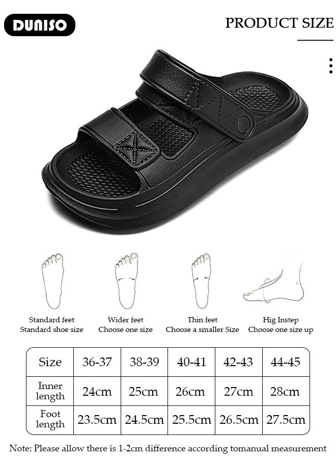 Slides Sandal for Unisex with Thick Bottom, Adjustable Beach Sandal Platform Sandals Comfort Lightweight Ultra Cushion EVA Slippers,Outdoor Non-Slip Casual Beach Sandals(42-43)