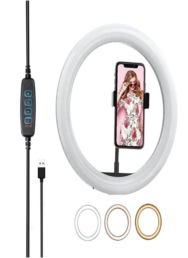 18 Inch LED Photography Ring Light Circle Studio Selfie Light with Remote And Mobile Phone Holders For Makeup Camera Photography YouTube Video TikTok Vlog Live Stream White