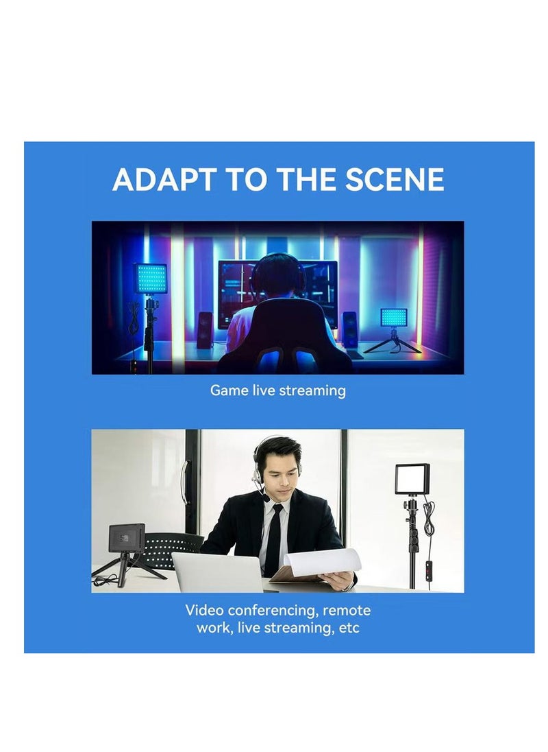 LED Video Light 11 Brightness, 4 Color Filters Dimmable Photography, Continuous Table Top Lighting, Adjustable Tripod Stand, USB Portable Fill Light for Photo Studio Shooting
