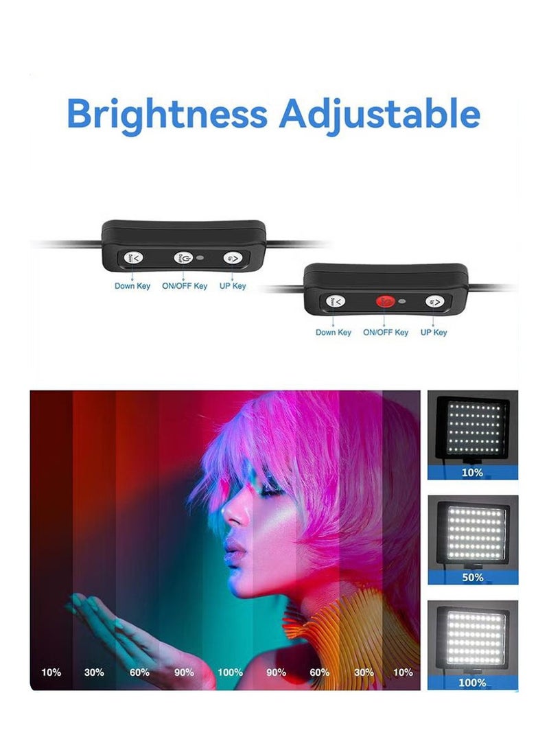 LED Video Light 11 Brightness, 4 Color Filters Dimmable Photography, Continuous Table Top Lighting, Adjustable Tripod Stand, USB Portable Fill Light for Photo Studio Shooting