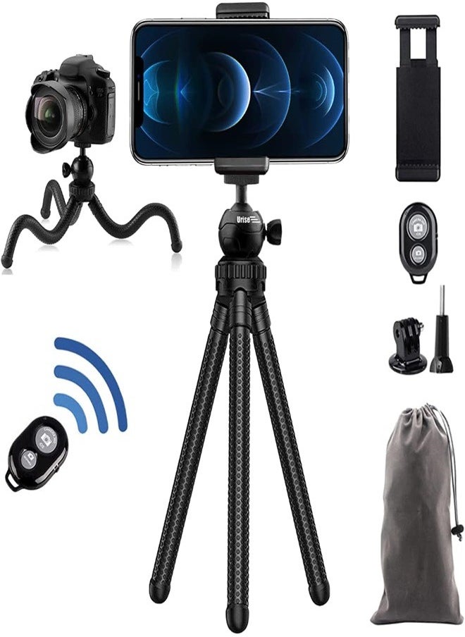 Portable Flexible Tripod for Smartphones & Cameras, Mini Video Blog Stand with Wireless Remote, Compatible with iPhone & Android