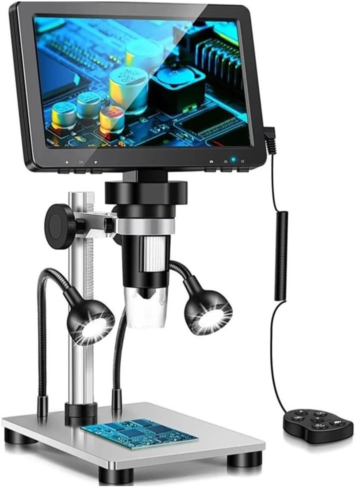 Microscope Kit 7 inch LCD Microscope 1200X Digital Microscopes Camera 1080P HD Scope Soldering Repair Tool Coin Magnifier with 10 LED Light Microscope Lens Adapters