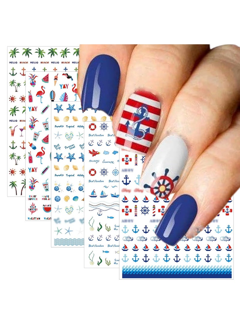 TailaiMei Summer Nail Decals Stickers, Self-Adhesive DIY Design Nail Art Decorations (12 Sheets)