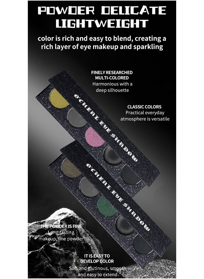 Eye Shadow，5 Color Eyeshadow Palette: Punk, Metallic Shimmer, Matte, Smoky Makeup-Starlight Shine Eyeshadow Palette