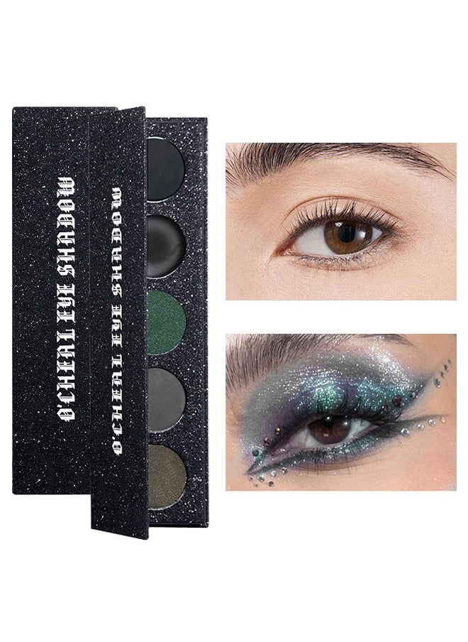 Eye Shadow，5 Color Eyeshadow Palette: Punk, Metallic Shimmer, Matte, Smoky Makeup-Starlight Shine Eyeshadow Palette