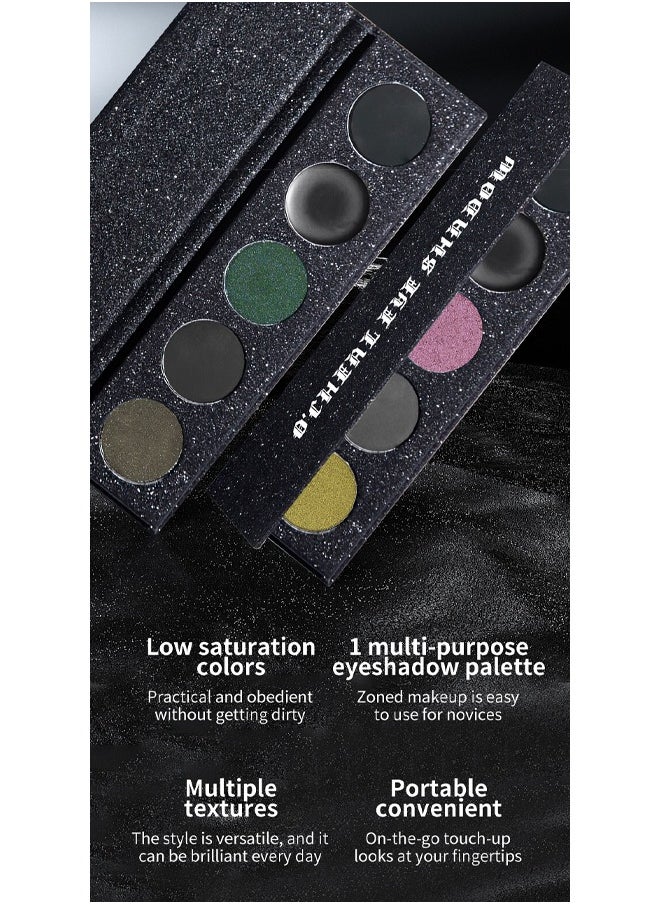 Eye Shadow，5 Color Eyeshadow Palette: Punk, Metallic Shimmer, Matte, Smoky Makeup-Starlight Shine Eyeshadow Palette