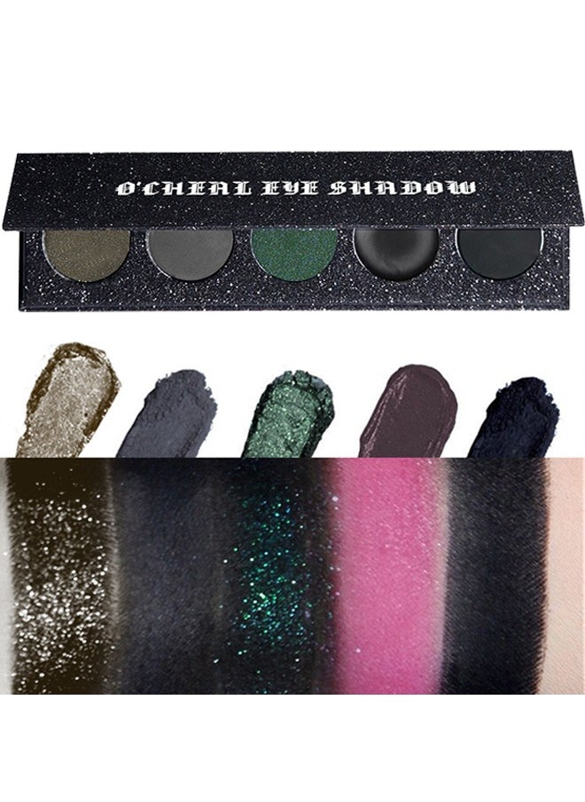 Eye Shadow，5 Color Eyeshadow Palette: Punk, Metallic Shimmer, Matte, Smoky Makeup-Starlight Shine Eyeshadow Palette