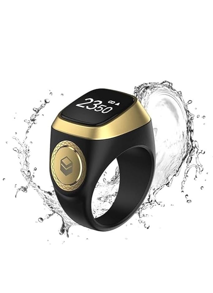 Smart Tasbih Zikr Ring, Muslim Prayer, Prayer Timing Reminder, Oled Display, Tasbih Counter, Smart Ring, Wearable Technology, Waterproof Space Grey 20Mm (Black)