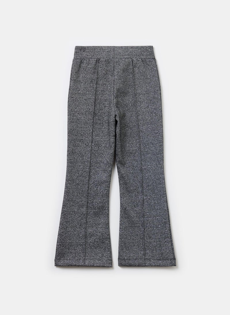 Stretch flare-fit treggings with lurex