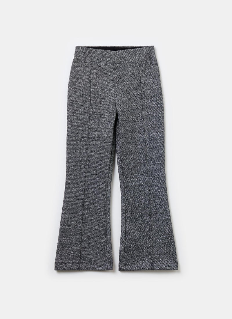 Stretch flare-fit treggings with lurex