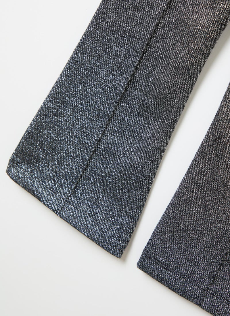 Stretch flare-fit treggings with lurex