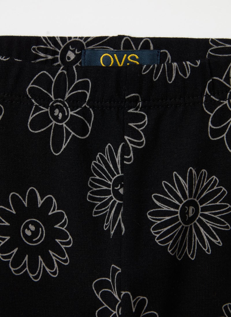 Printed stretch cotton leggings