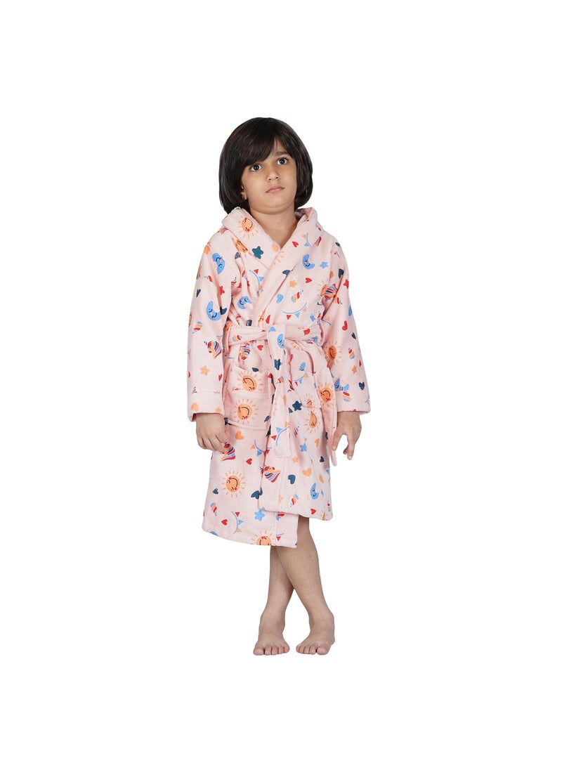 Rangoli 100 Cotton Kids Printed Bathrobe 400 GSM Ultra Soft Hooded Bathrobe for Boys and Girls with 2 Pockets and Adjustable Belt Luxurious Gown Bathrobe for Kids