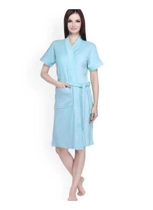 ELSTONE HOME PREMIUM DRY TECH TERRY MATERIAL HALF SLEEVE WITH FRONT POCKET UNISEX BATHROBE Bathing Gown Light Weight Highly Absorbent Luxurious Pack of 1 Multi 10