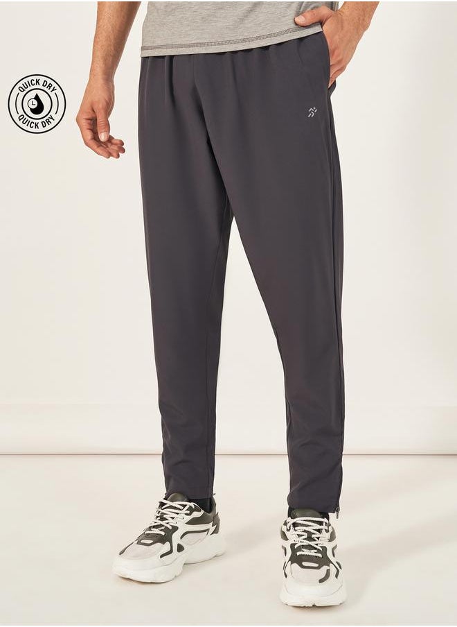 Woven Running Track Pants with Zip Hem