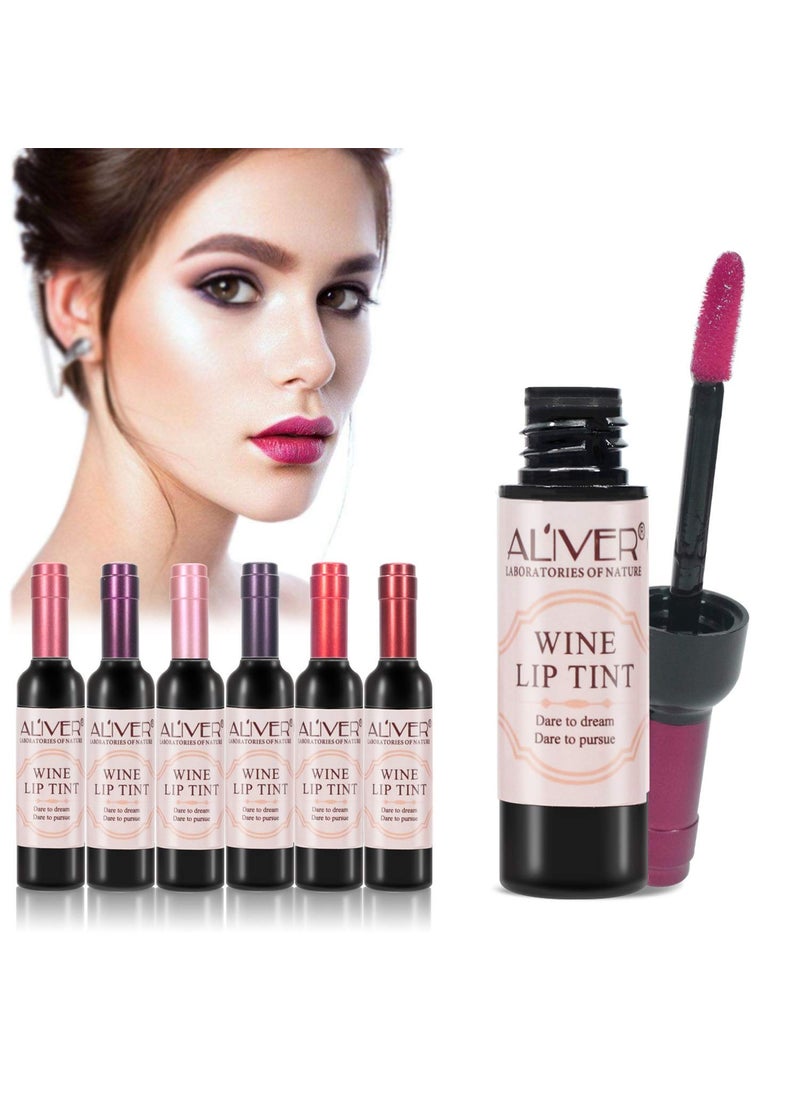 6 Colors Lip Gloss Set Wine Lipstick Matte Long Lasting Waterproof Lip Tint Set Lip Stain