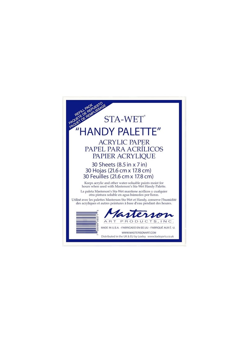 Masterson StaWet Handy Palette Pack Of 30 Acrylic Paper 8 12 In X 7