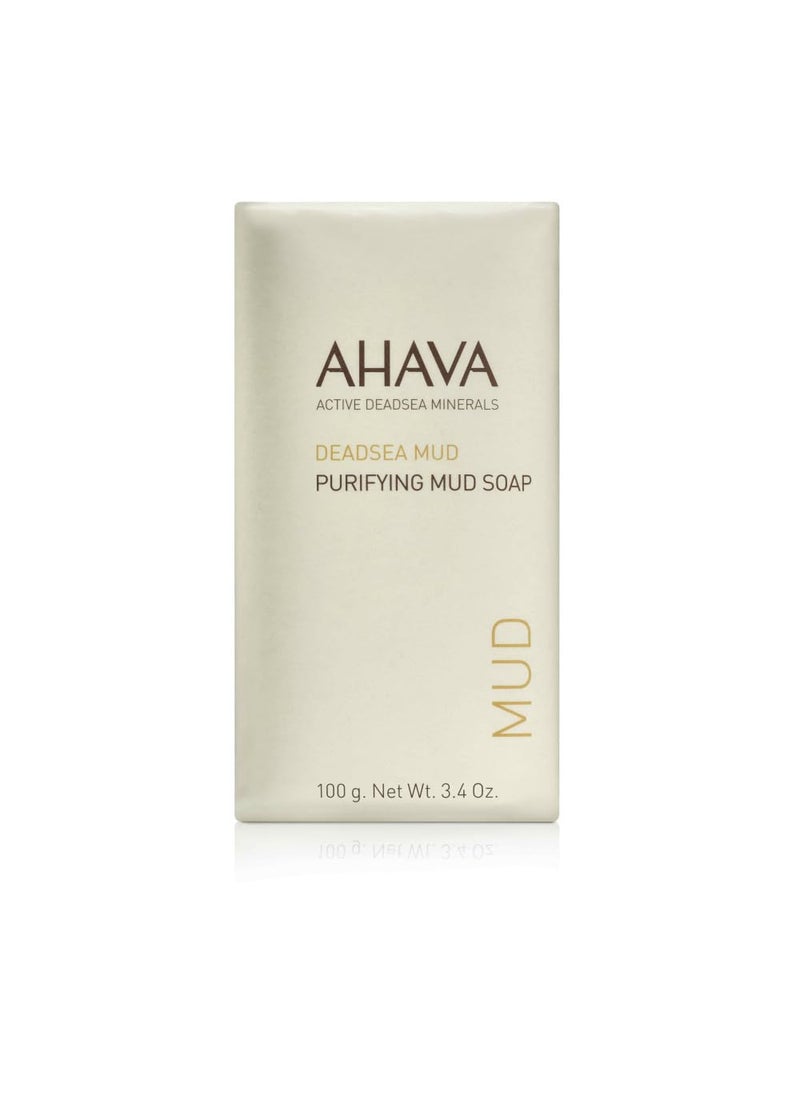 AHAVA Purifying Dead Sea Mud Soap - Face & Body Cleansing Bar to Purify the Skin, Enriched with Exclusive Mineral Blend of Dead Sea Osmoter and Dead Sea Mud, 3.4 Oz, (Packaging May Vary)