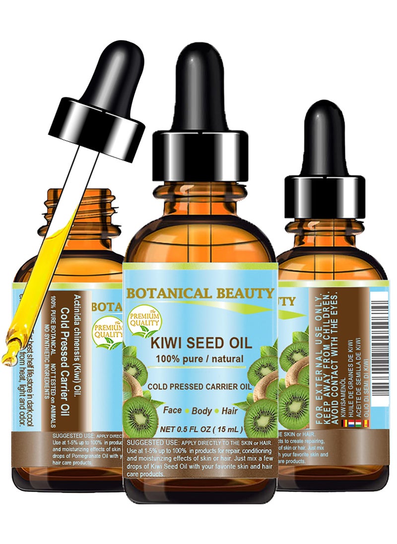 Botanical Beauty KIWI SEED OIL. 100% Pure Natural Undiluted Virgin Cold Pressed Carrier Oil. 0.5 Fl.oz.- 15 ml for Face, Skin, Body, Hair, Nail Care