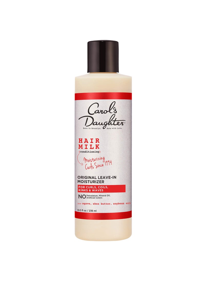 Curly Hair Products by Carol's Daughter, Hair Milk Original Leave-In Moisturizer for Curls, Coils and Waves with Agave and Shea Butter, 8 Fl Oz (Packaging May Vary)