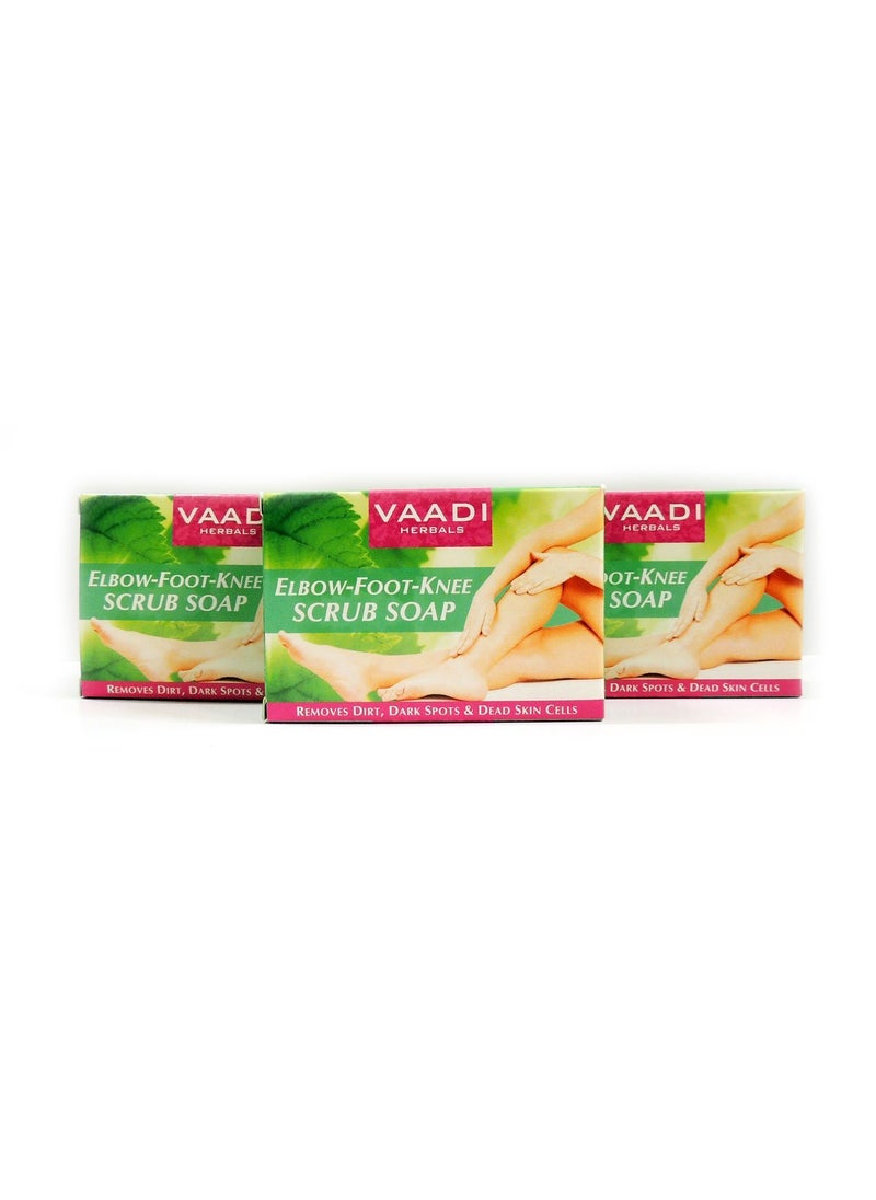 Elbow Foot Knee Scrub Soap - Handmade Herbal Soap - ALL Natural - Best Natural Skin Moisturizer - Each 2.65 Ounces - Pack of 3 (8 Oz) - Vaadi Herbals