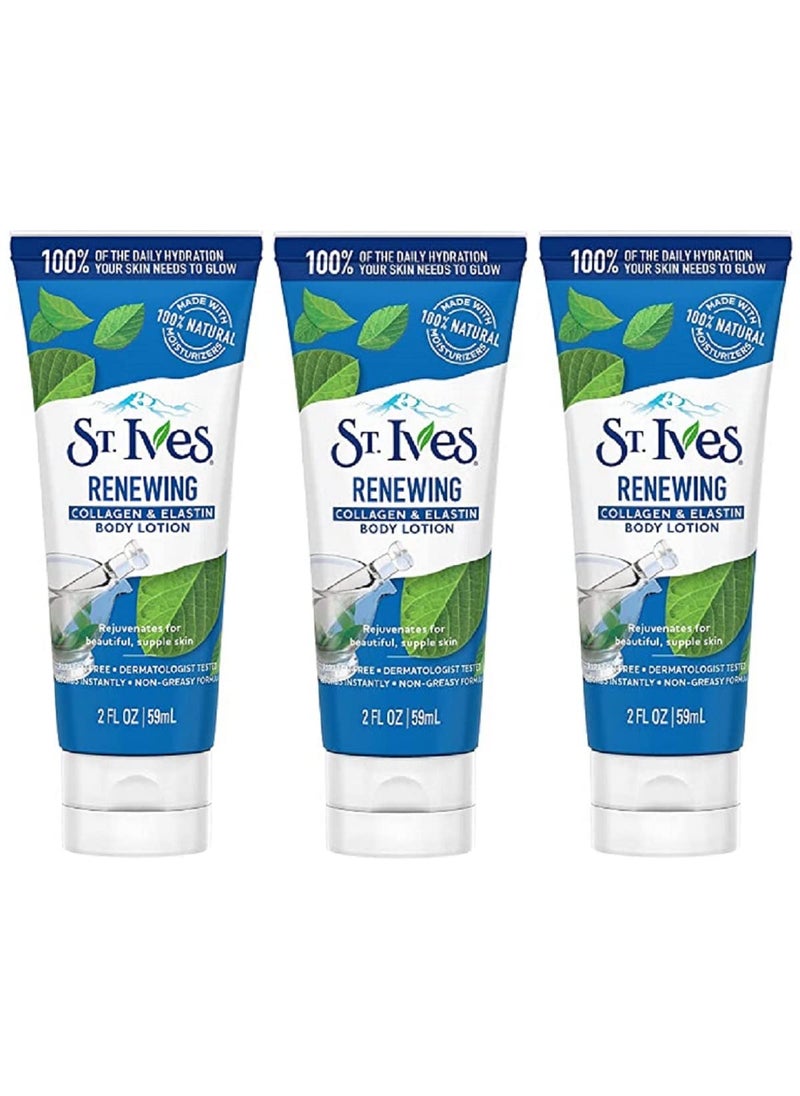 St. Ives Skin Renewing Body Lotion 2 Oz Travel Size (Pack of 3)