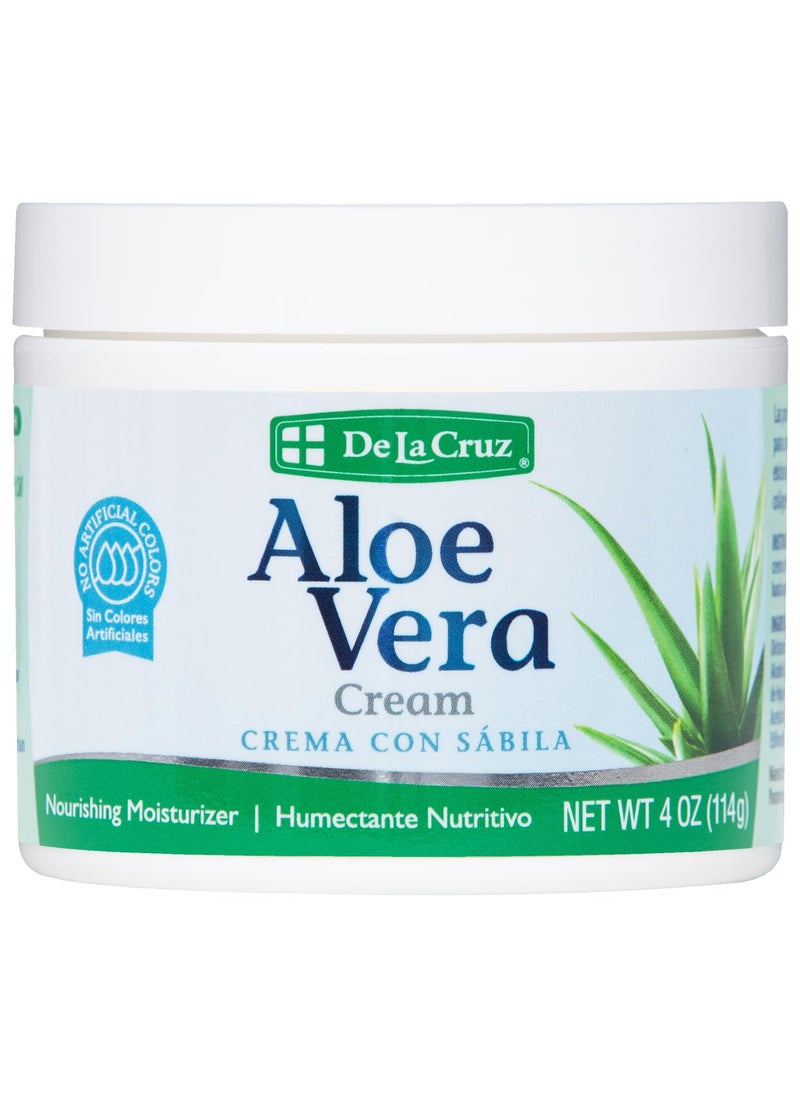 De La Cruz Aloe Vera Face Moisturizer - Natural Aloe Cream for Face, Hands and Body, 4oz