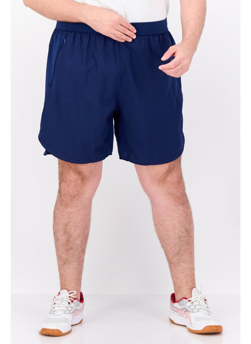 Men Sportswear Fit 7 Inseam Training Shorts, Navy Blue/White