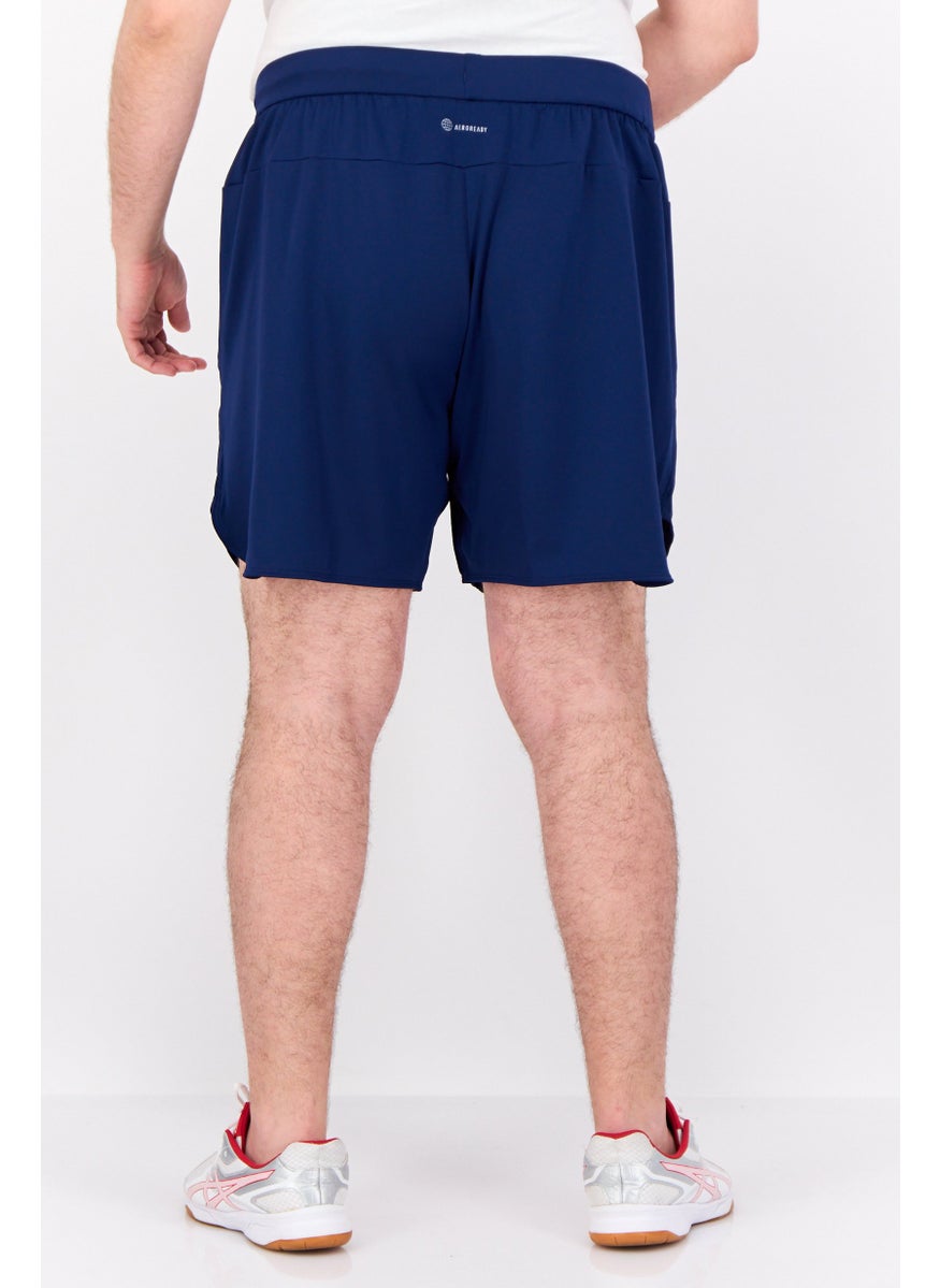 Men Sportswear Fit 7 Inseam Training Shorts, Navy Blue/White
