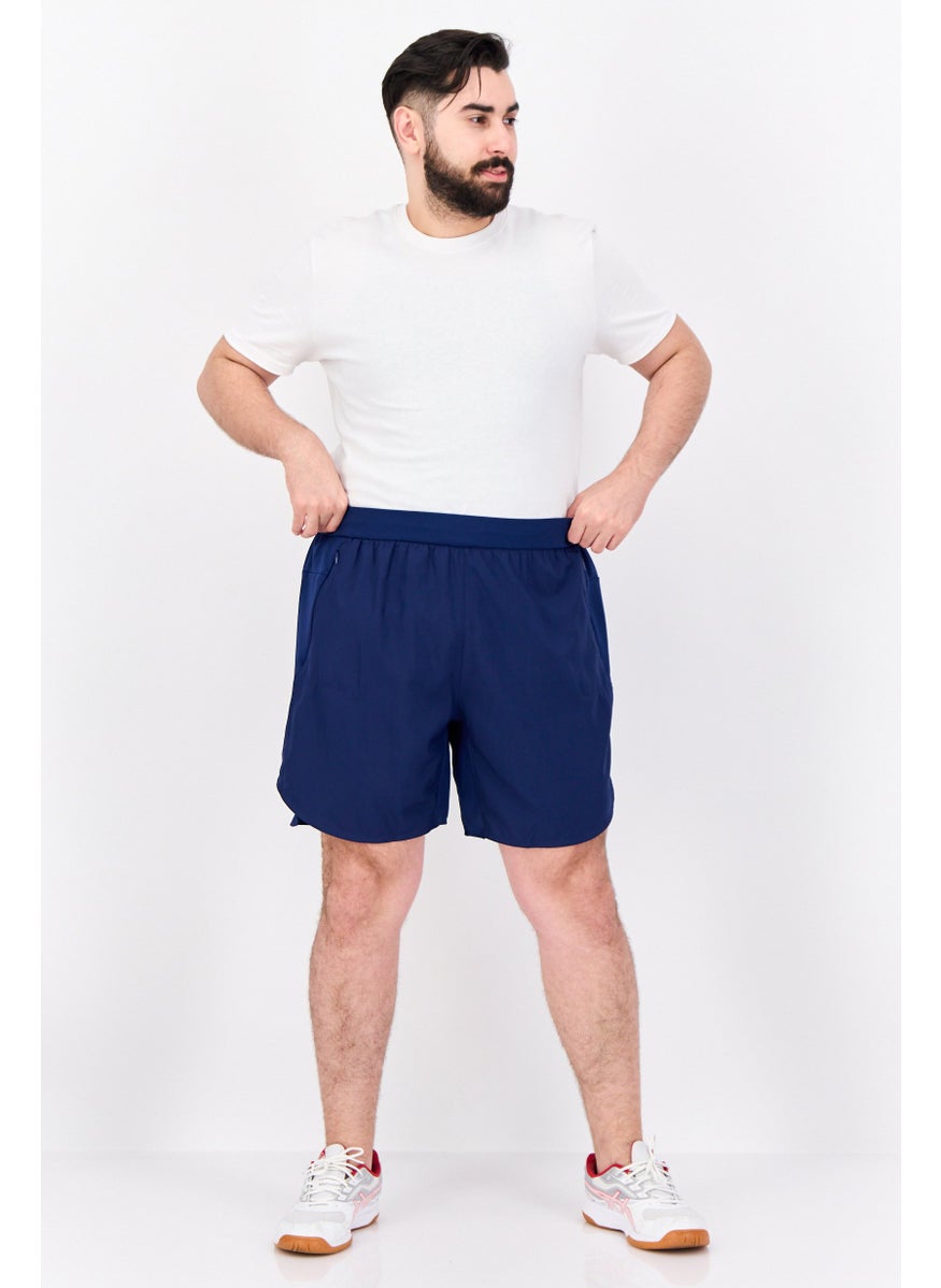Men Sportswear Fit 7 Inseam Training Shorts, Navy Blue/White